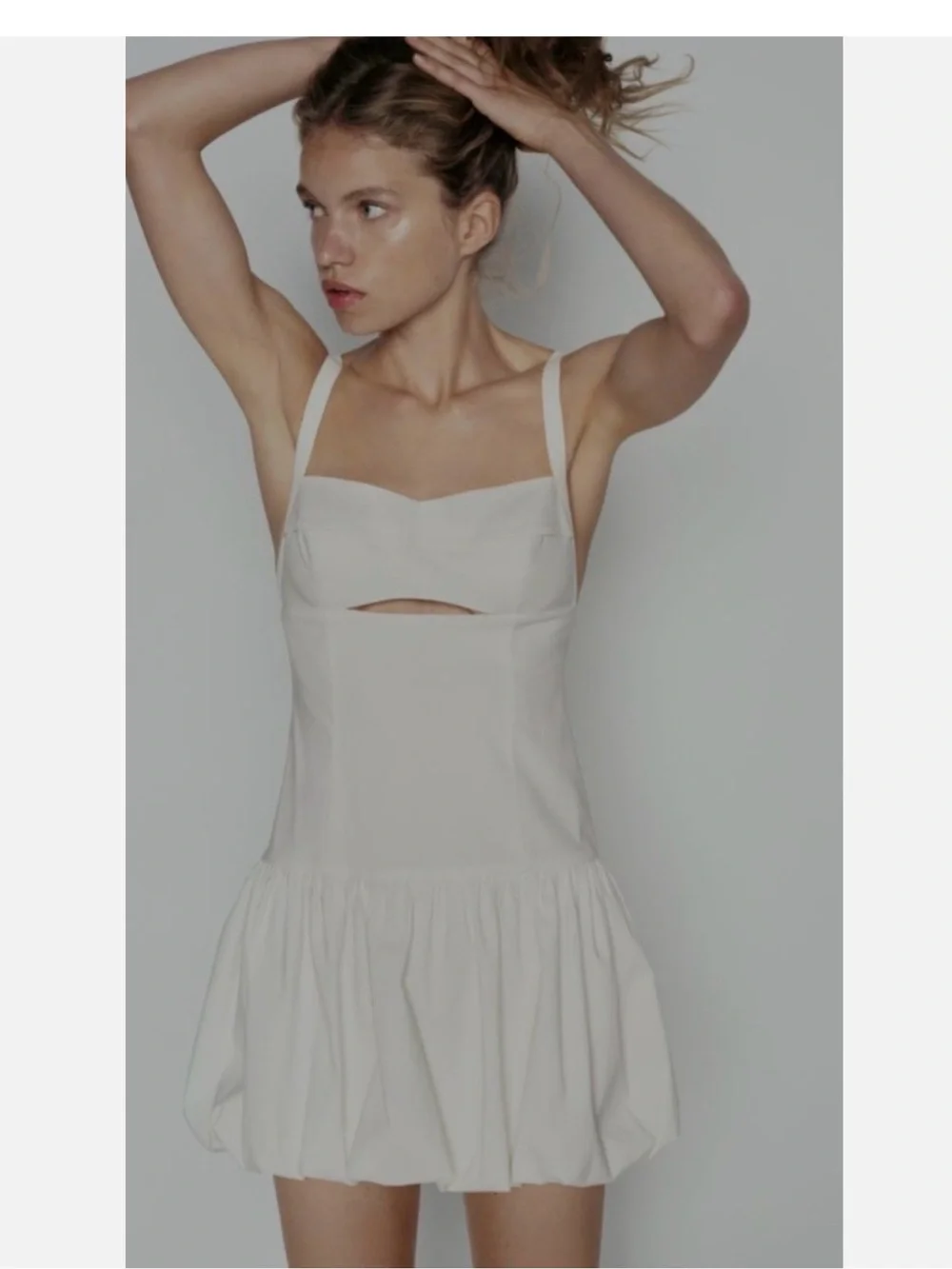 Zara Cream Mini Dress with Front Cutout - Picture 1 of 9